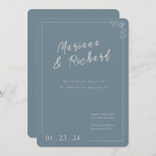 Chic Neutral bruiloft uitnodiging (Voorkant / Achterkant)