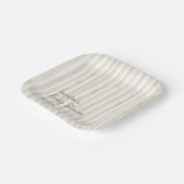 Chic Neutral Faded Stripe Modern Baby Shower Papieren Bordje (Gebogen)