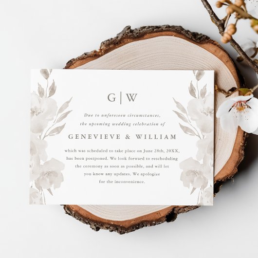 Chic Neutral Floral Wedding Postponement