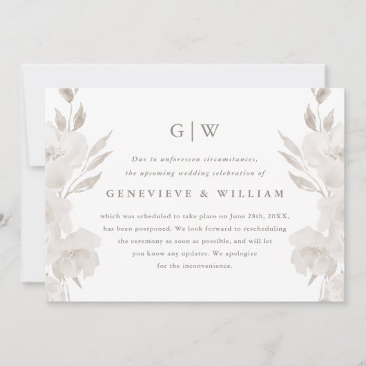 Chic Neutral Floral Wedding Postponement (Voorkant)