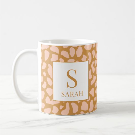 Chic Neutral Leopard Spots Custom Name Mug Koffiemok (Links)
