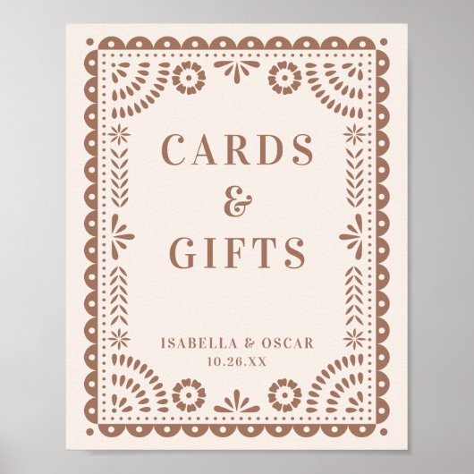 Chic Neutral Papel Picado Weddenschappen Poster (Voorkant)