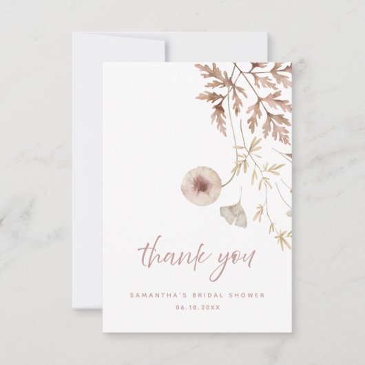 Chic Neutral Pink Botanical Floral Vrijgezellenfee Bedankkaart (Voorkant)