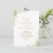 Chic Neutral Waterverf Floral Wedding Gold Foil Kaart (Staand voorkant)