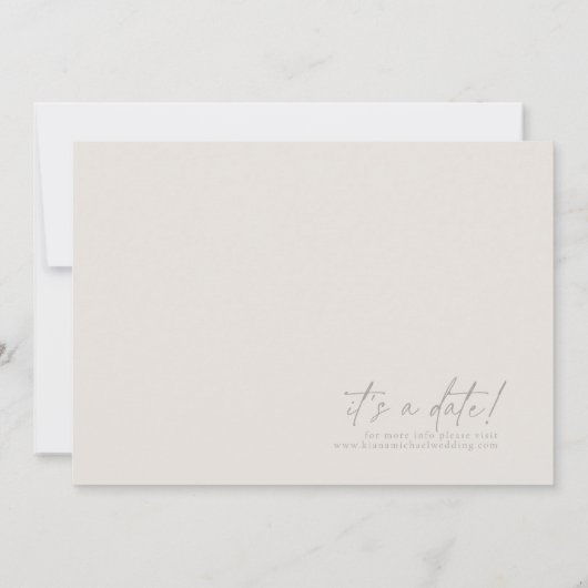 Chic Neutrals Bruiloft Bone Wit ID1020 Save The Date (Achterkant)