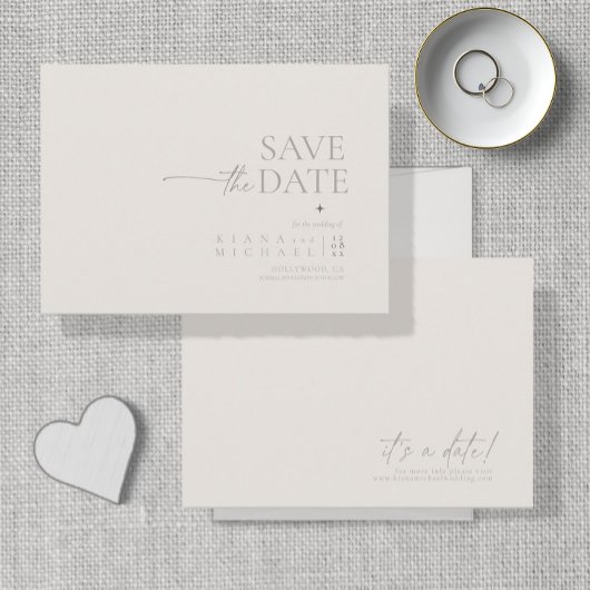 Chic Neutrals Bruiloft Bone Wit ID1020 Save The Date