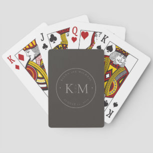 Chic Neutrals Bruiloft Initialen Charcoal ID1020 Pokerkaarten