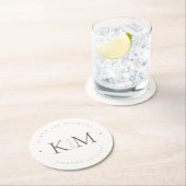 Chic Neutrals Bruiloft Initialen Ivoor ID1020 Ronde Kartonnen Onderzetter (Insitu)