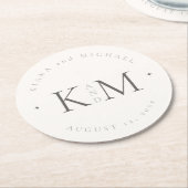 Chic Neutrals Bruiloft Initialen Ivoor ID1020 Ronde Kartonnen Onderzetter (Gebogen)
