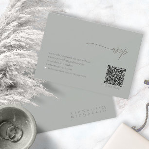 Chic Neutrals Huwelijk QR Code Sage Grijs ID1020 RSVP Kaartje