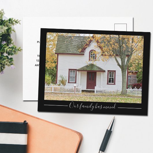 Chic New Home Adres Custom House Foto zwart Briefkaart