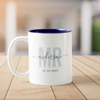Chic New MR Custom Name Wedding Date Blue