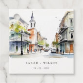 Chic New Orleans Louisiana Waterverf bruiloft Bedankjes Labels (Voorkant)