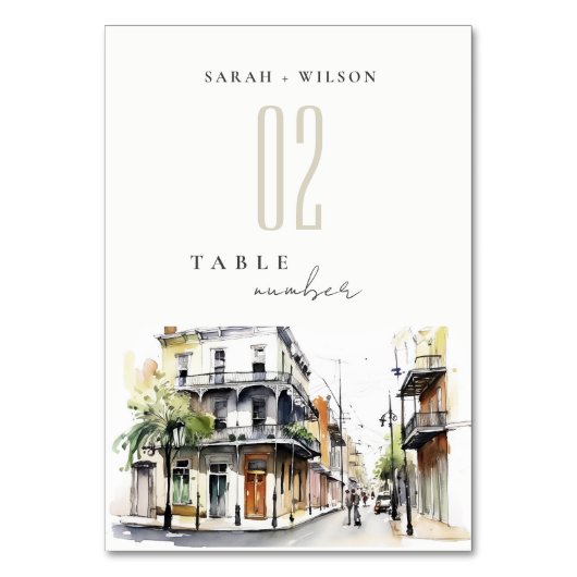 Chic New Orleans Louisiana Waterverf bruiloft Kaart (Achterkant)