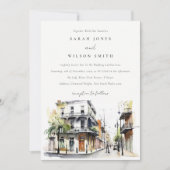 Chic New Orleans Louisiana Waterverf bruiloft Kaart (Voorkant)