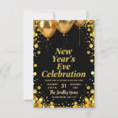 Chic New Year' Eve Party Gold Glitter Black  Kaart (Voorkant)