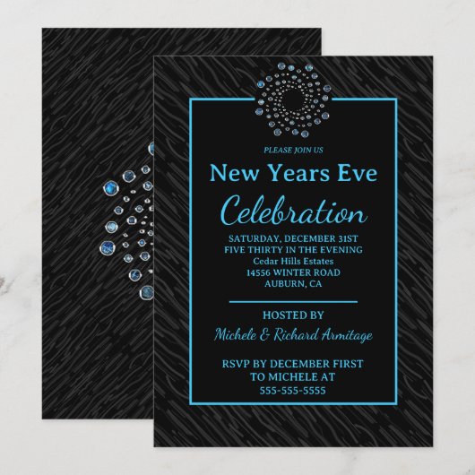 Chic New Years Uitnodiging (Voorkant / Achterkant)