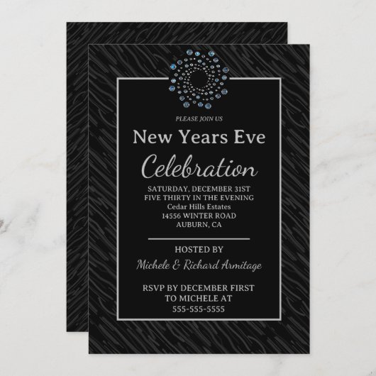 Chic New Years Uitnodiging (Voorkant / Achterkant)