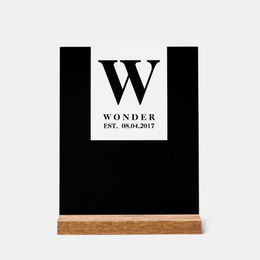 Chic Newly Wed Design Acryl Bord (Voorkant)