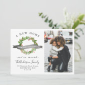 Chic Nieuw Huis Voor De Feestdagen Krans Foto Bewe Aankondiging (Staand voorkant)