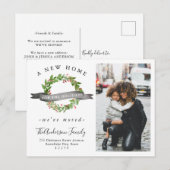 Chic Nieuw Huis Voor De Feestdagen Krans Foto Bewe Aankondigingskaart (Voorkant / Achterkant)