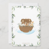 Chic Noah's Ark Animals Greenery Boy Baby shower Kaart (Achterkant)