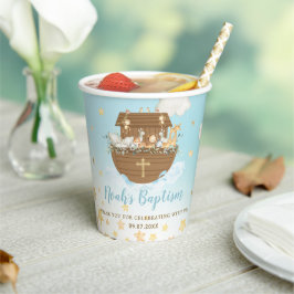 Chic Noah's Ark Blue Baby shower Baptism Birthday Papieren Bekers