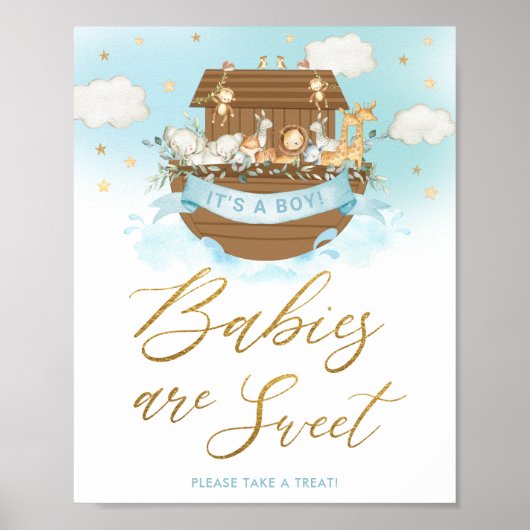 Chic Noah's Ark Boy Babies zijn Sweet Treat Sign Poster (Voorkant)