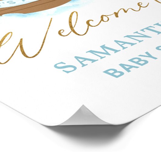 Chic Noah's Ark Boy Baby shower Welkomstteken Poster (Hoek)