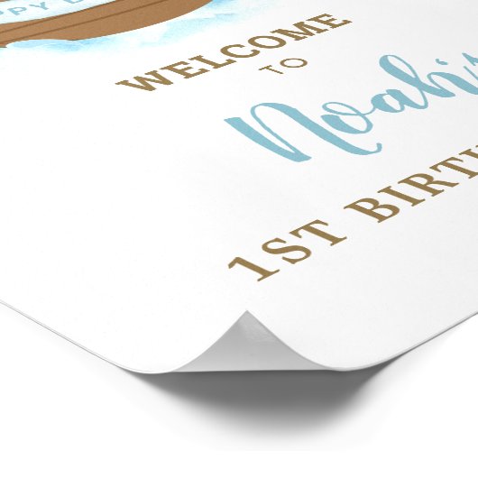 Chic Noah's Ark Boy Birthday Party Welcome Poster (Hoek)