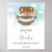 Chic Noah's Ark Boy Birthday Party Welcome Poster (Voorkant)