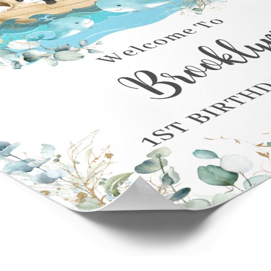 Chic Noah's Ark Greenery Baptism Birthday Welcome Poster (Hoek)
