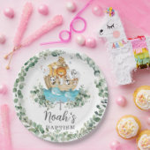 Chic Noah's Ark Greenery Baptism Christening Papieren Bordje (Feest)