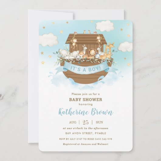 Chic Noah's Ark Leuke Dieren Jongen Baby shower In Kaart (Voorkant)