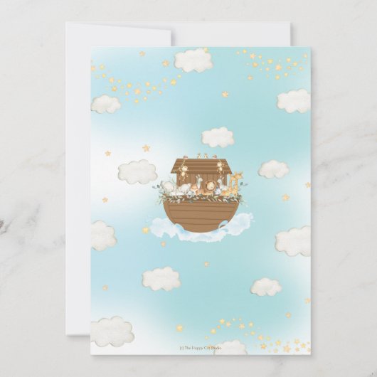 Chic Noah's Ark Leuke Dieren Jongen Baby shower Save The Date (Achterkant)
