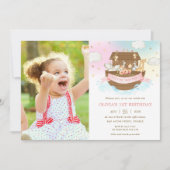 Chic Noah's Ark Leuke Dieren Meisje Verjaardag Fot Kaart (Voorkant)