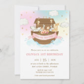 Chic Noah's Ark Leuke Dieren Meisje Verjaardagsfee Kaart (Voorkant)