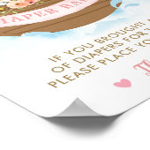 Chic Noah's Ark Meisje Baby shower Luier Raffle Poster (Hoek)