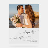 Chic nog lang en gelukkig na de bruiloft welkom acryl bord (Voorkant)