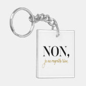 Chic Non Je Ne Regrette Rien Quote Black & Gold Sleutelhanger (Voorkant Links)