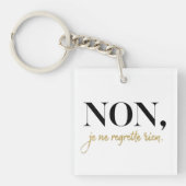 Chic Non Je Ne Regrette Rien Quote Black & Gold Sleutelhanger (Voorkant)
