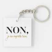 Chic Non Je Ne Regrette Rien Quote Black & Gold Sleutelhanger (Achterkant)