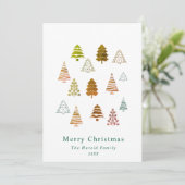 Chic Non Photo Elegant Golden Christmas Trees Kaar Kaart (Staand voorkant)