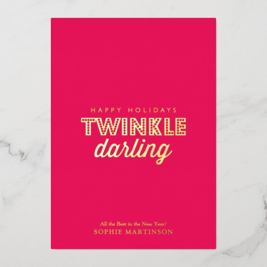 Chic Non-Photo Twinkle Darling Folie Feestdagenkaart (Voorkant)