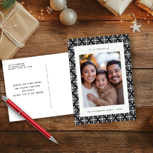Chic Nordic Black and White Snowflake Briefkaart