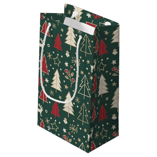 Chic Nordic Winter Wonderland Seamless Pattern Klein Cadeauzakje (Achterkant Gekanteld)