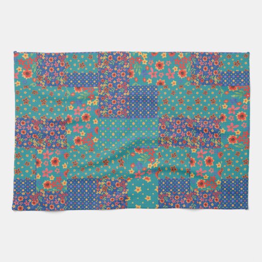 Chic Nostalgic Faux Patchwork Kitchen Towel Theedoek (Horizontaal)