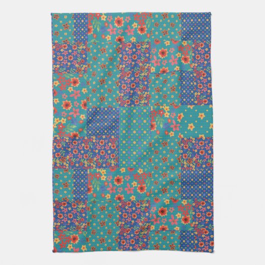 Chic Nostalgic Faux Patchwork Kitchen Towel Theedoek (Verticaal)