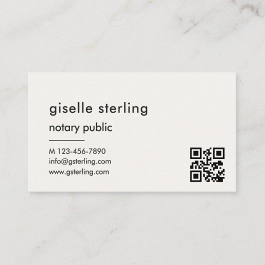 Chic Notary Publieke Luxe QR Code Monogram Visitekaartje (Achterkant)