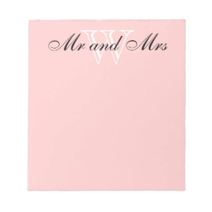 CHIC NOTEPAD_""Mr and Mrs" WHITE/BLUSH PINK Notitieblok